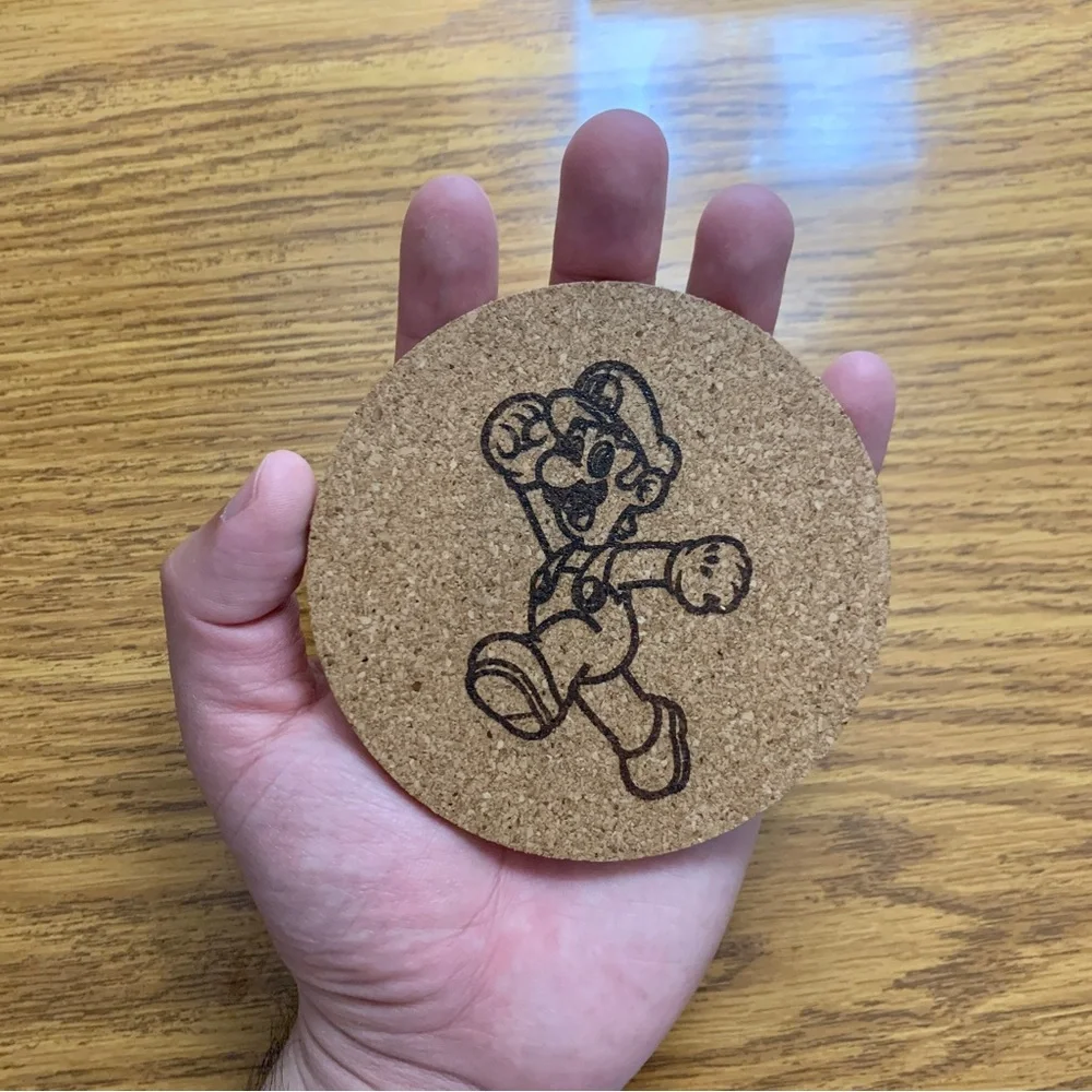 Luigi Laser Engraved Cork Coaster